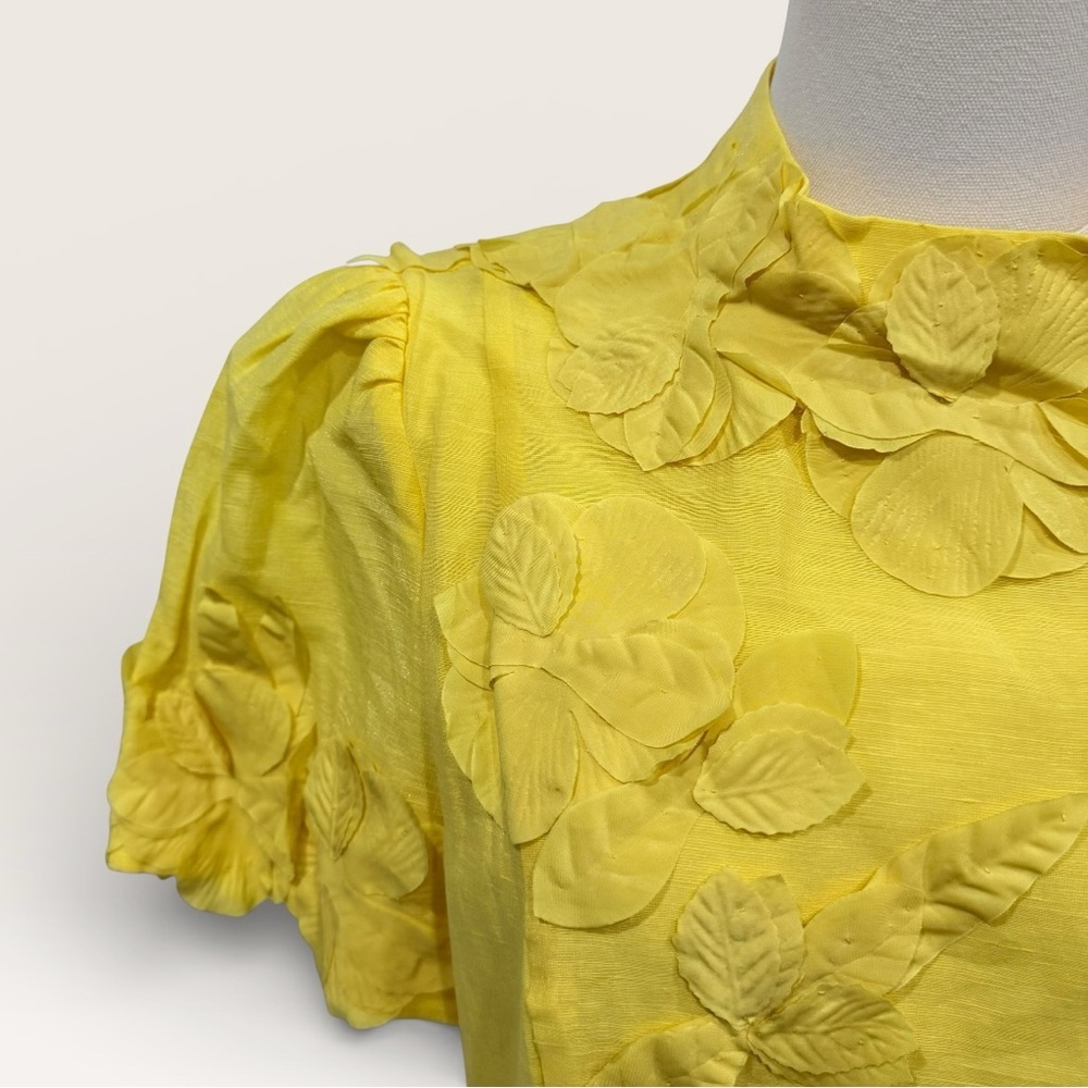 Antonio Melani Iris Linen Blend Floral Appliqué Mockneck Dress Sunshine Yellow - Picture 15 of 16